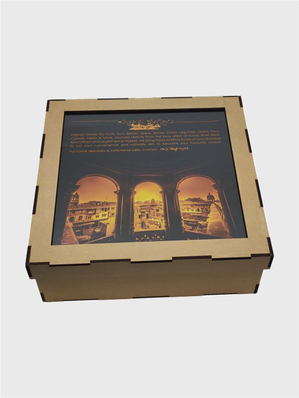 Eco friendly packaging MDF box top view with window lid