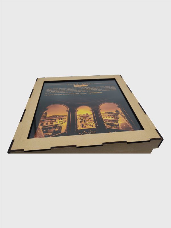 Eco friendly packaging MDF box with finger joints and window lid